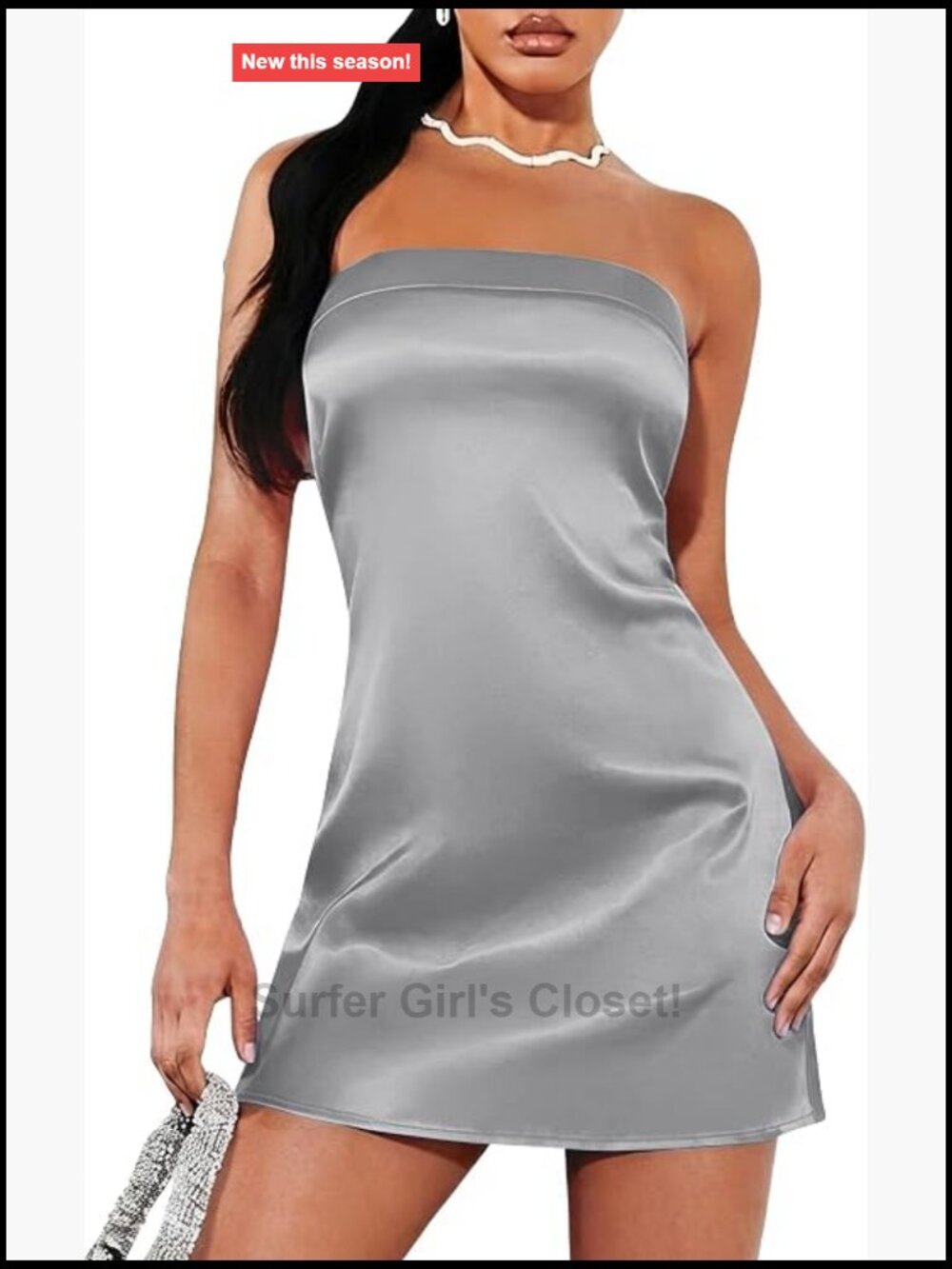 Sheer Satin Strapless Bodycon Mini Dress Club Night Out